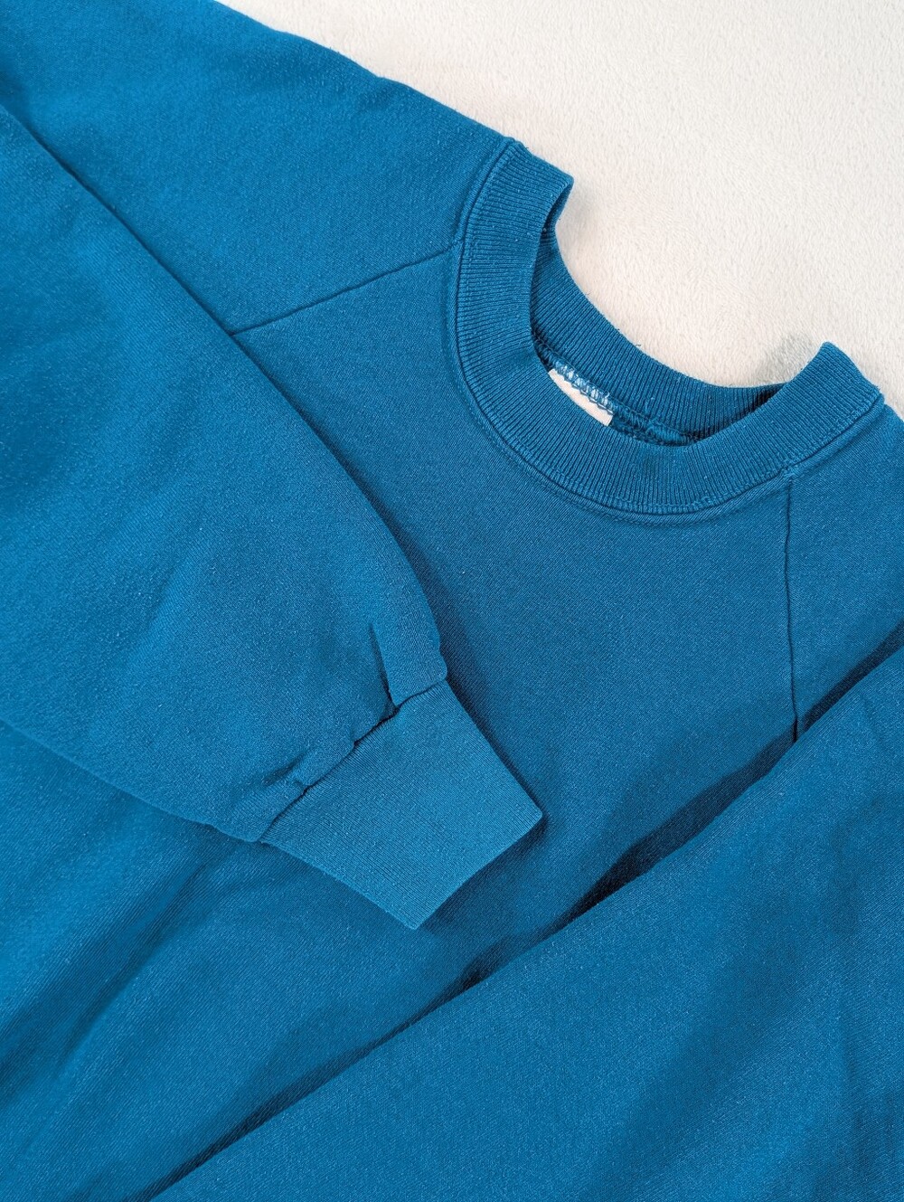 VTG‎ 80s 90s Fruit of the Loom Blank Teal Raglan Sweatshirt XL USA Made Crewneck